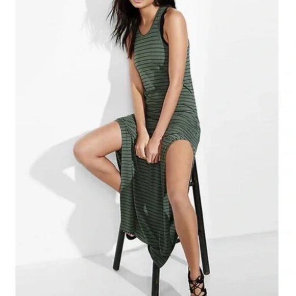 Express Striped Keyhole Slits Casual Cotton Maxi Dress SZ S - Picture 1 of 8